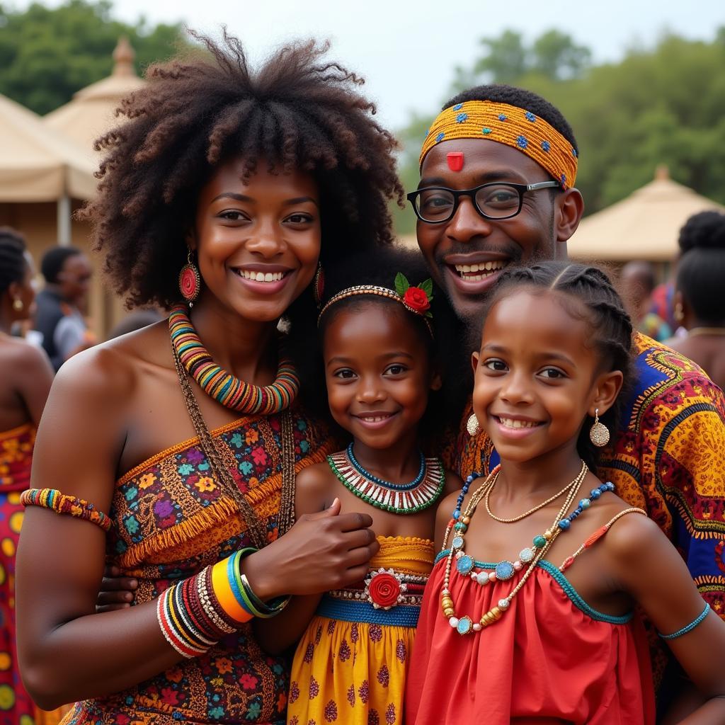 African Family Celebrating Traditional Festival