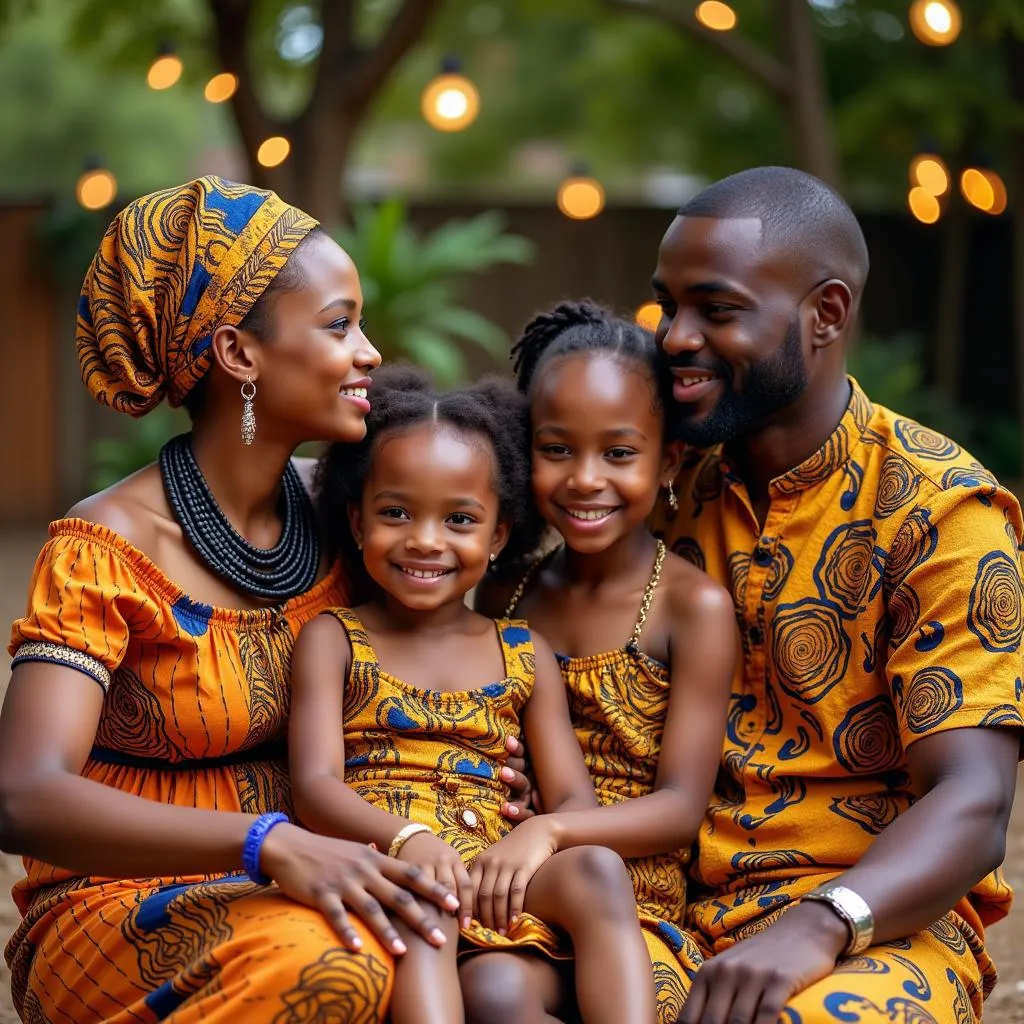 African Family Celebrating a Traditional Ceremony