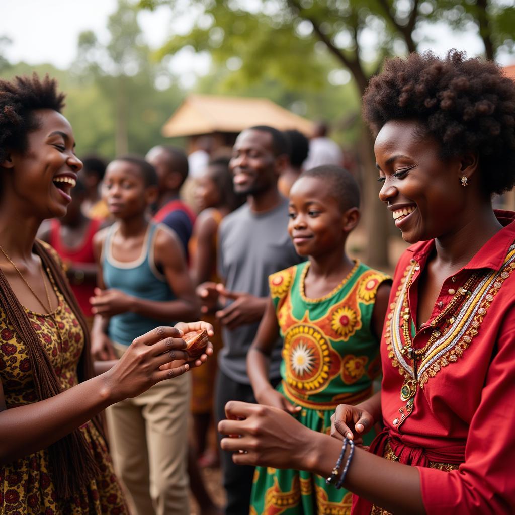  A multi-generational African family celebrating with music and dance