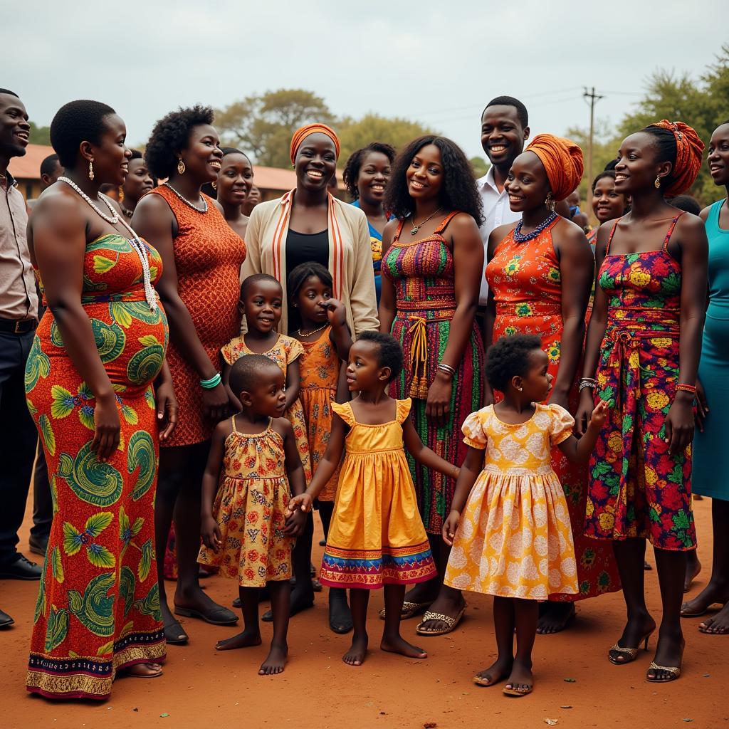 Family celebrating a traditional ceremony