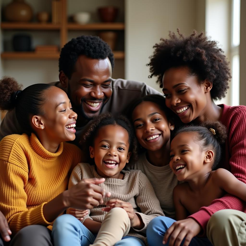 Heartwarming scene of an African family celebrating a special occasion