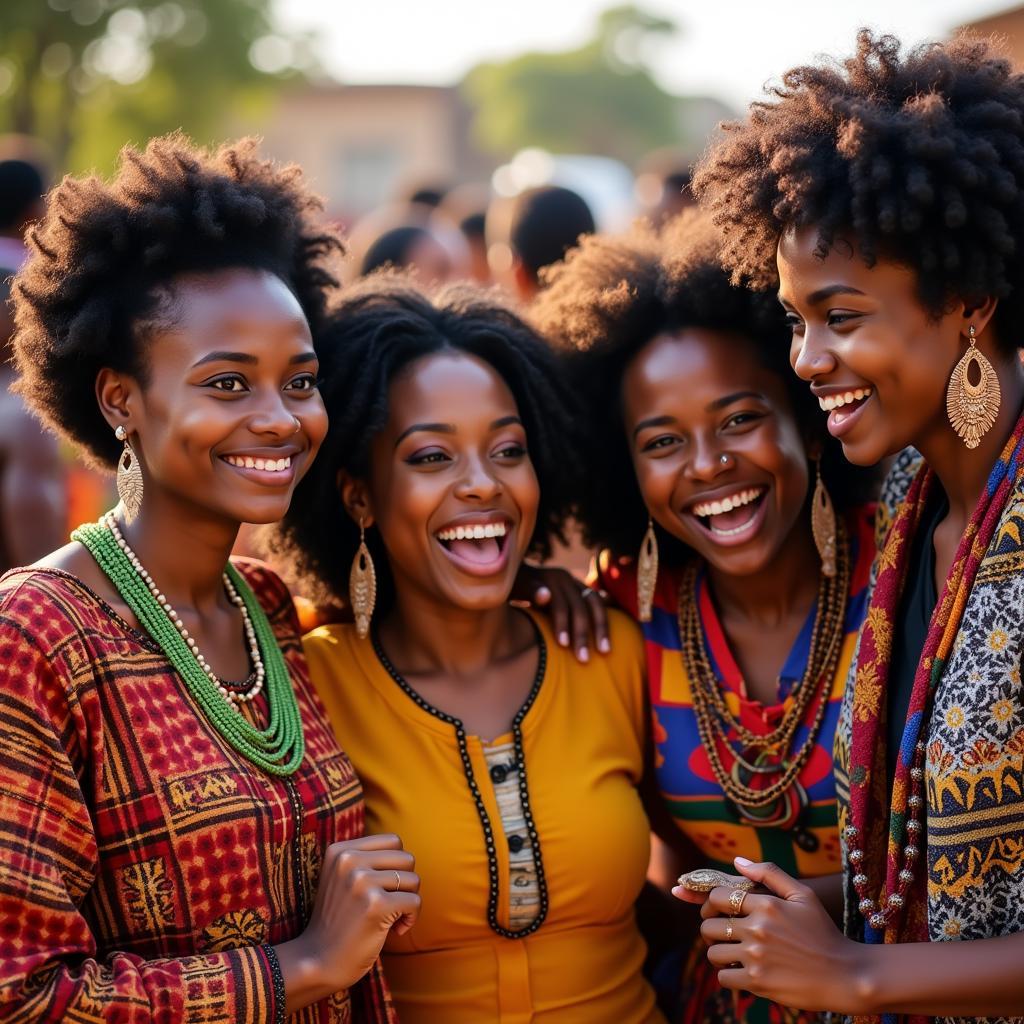 Family celebrating a traditional ceremony in Africa