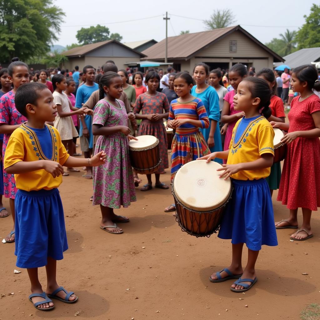 African Family Participating in a Community Event