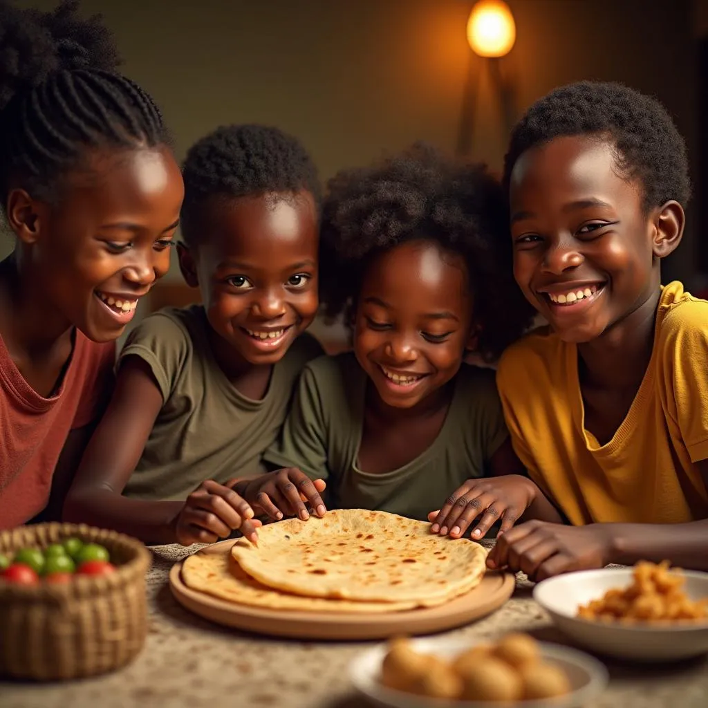 Family Enjoying Chapati