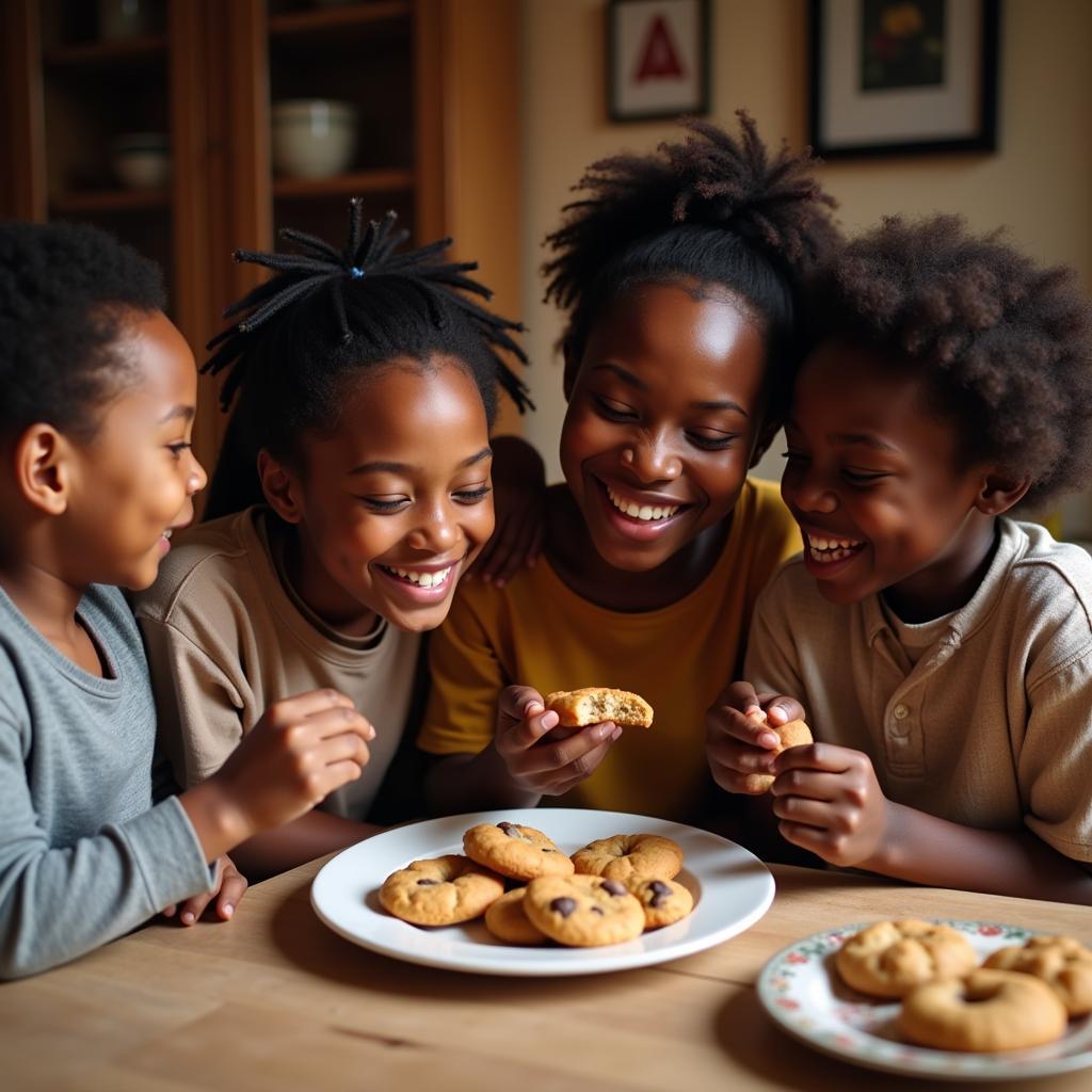 Family Enjoying African Cookies