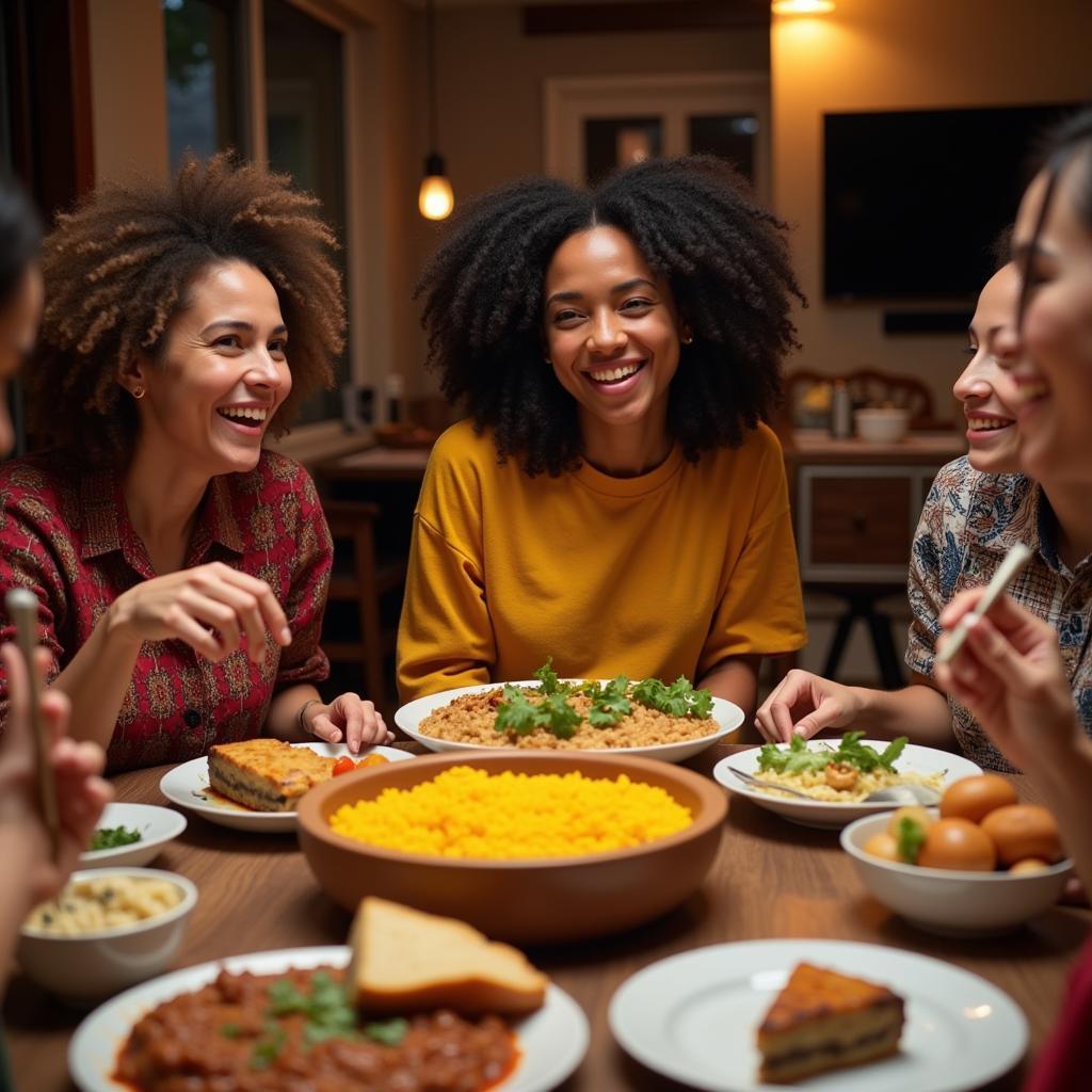 Family Enjoying African Couscous