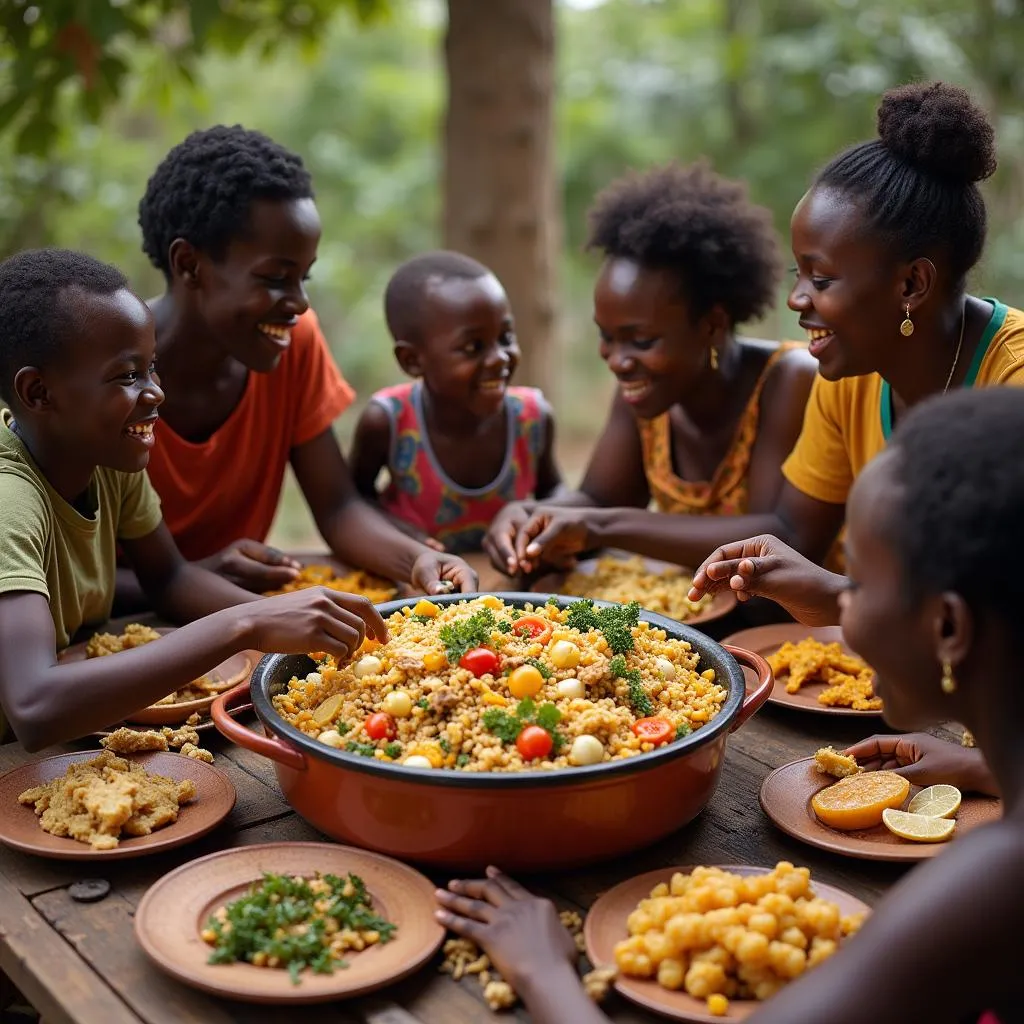 African Family Enjoying a Meal