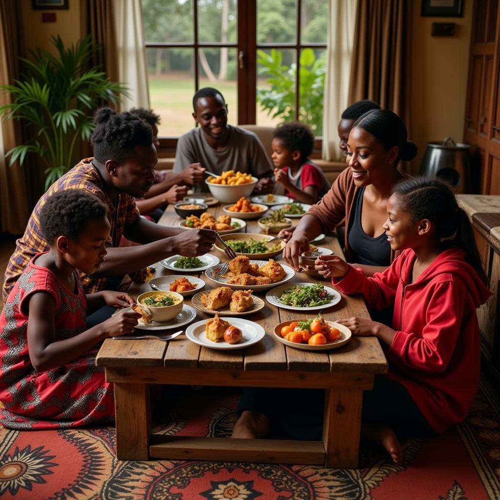 Family Sharing a Traditional African Meal