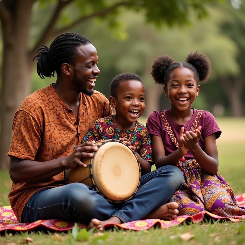 Family Enjoying Music Together 