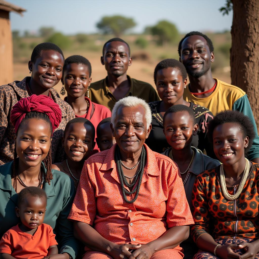 Family gathering in a rural village