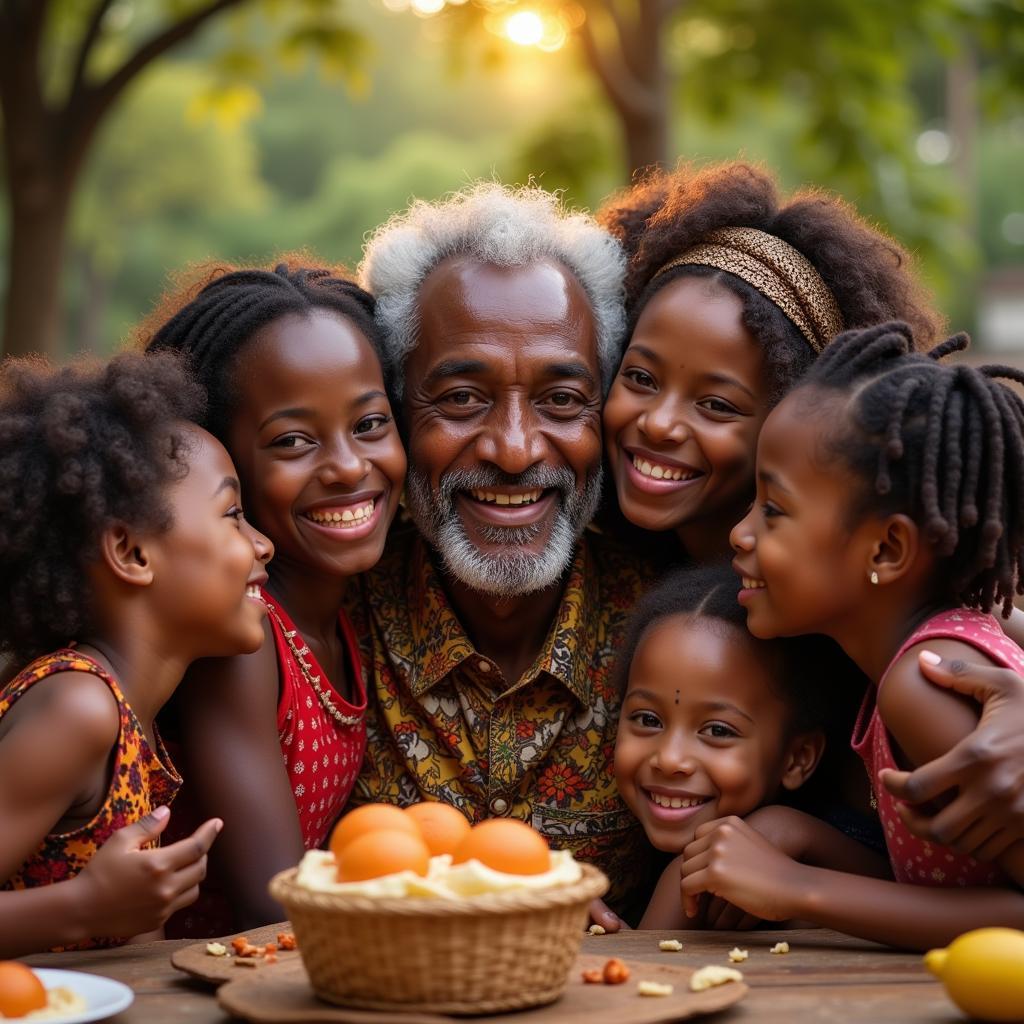 African family gathering for a celebration