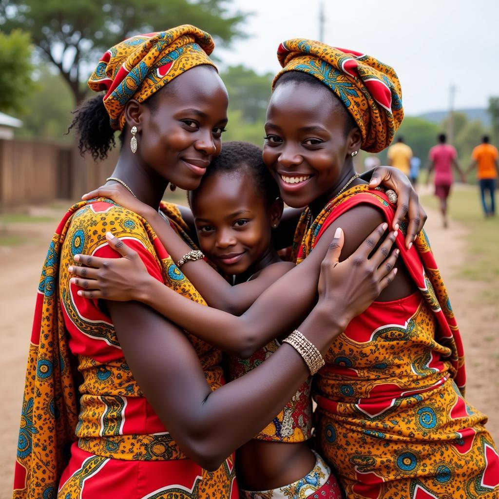 Family greeting in Kenya