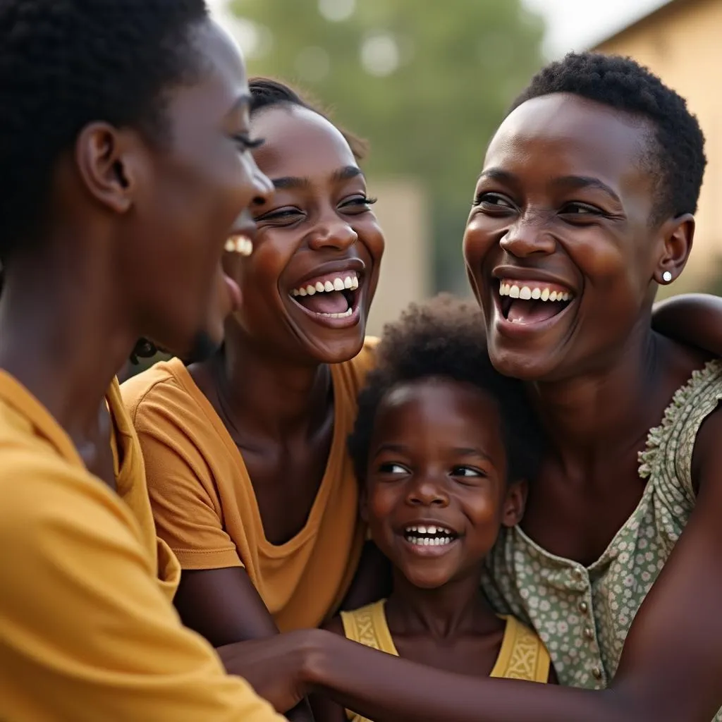 An African family shares a laugh together.