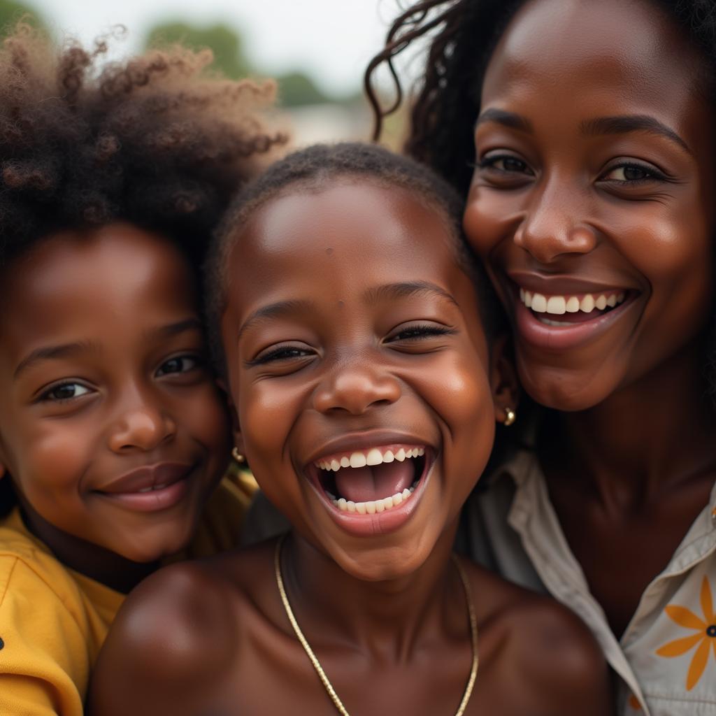 African Family Sharing a Laugh