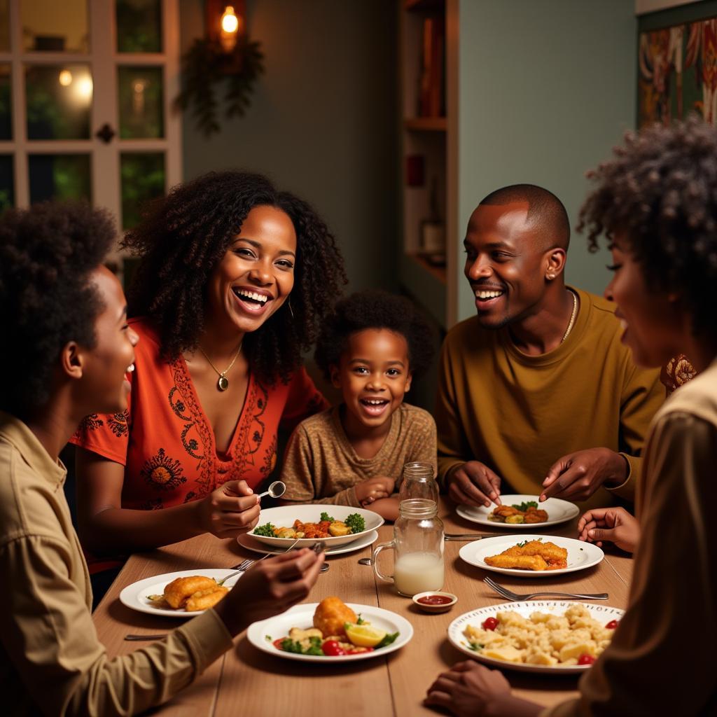 African Family Sharing a Meal