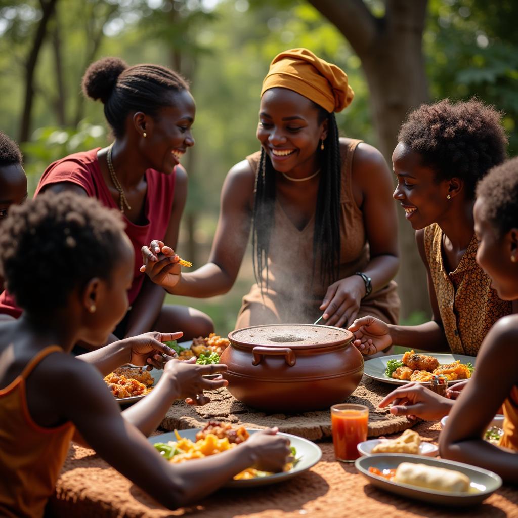 Family enjoying a traditional meal together