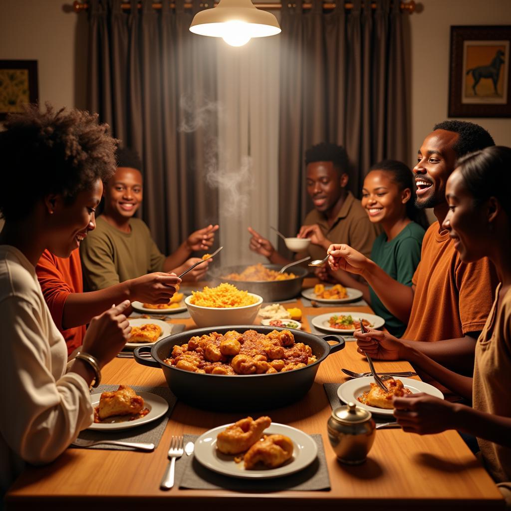 African Family Sharing a Meal