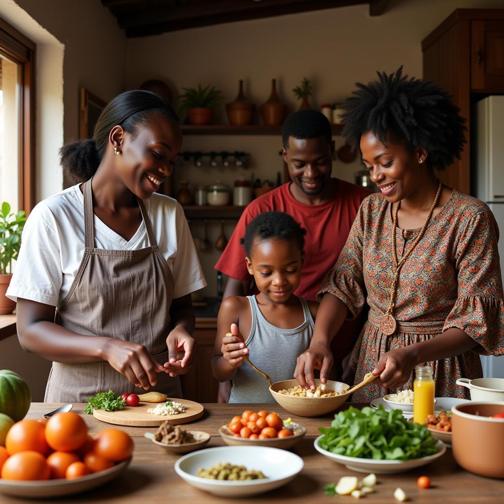 Family Preparing a Meal Together