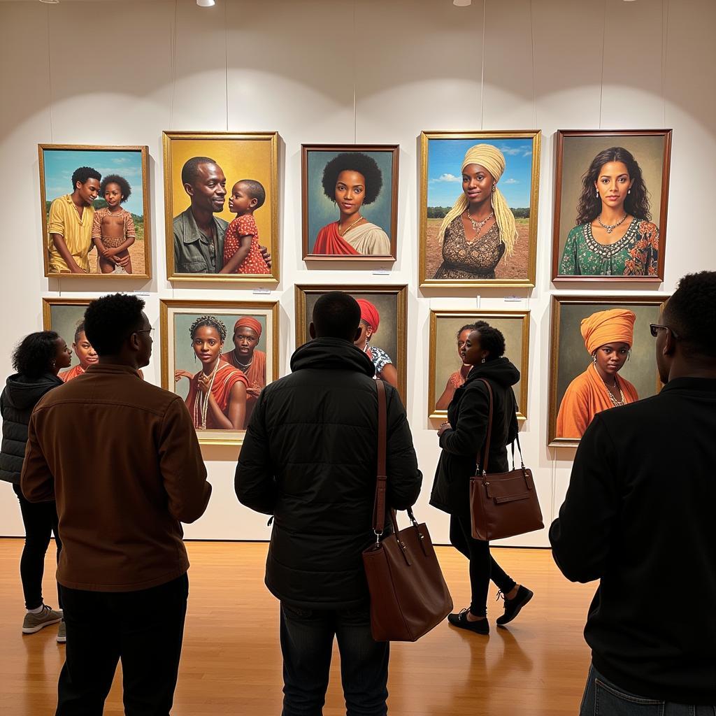 An exhibition showcasing a collection of African family paintings