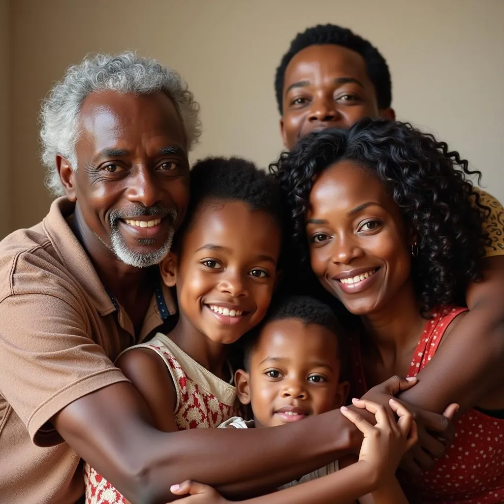 African family portrait with parents and children