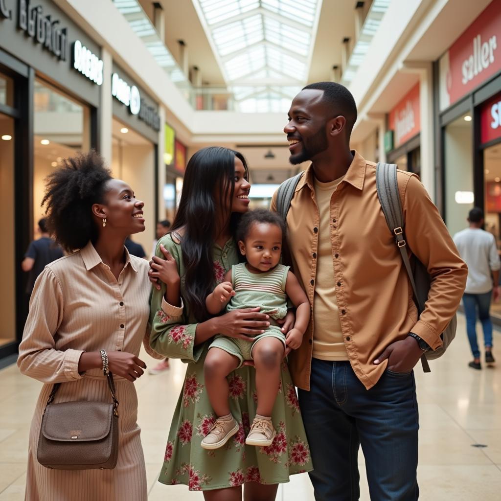 African Family in Shopping Mall