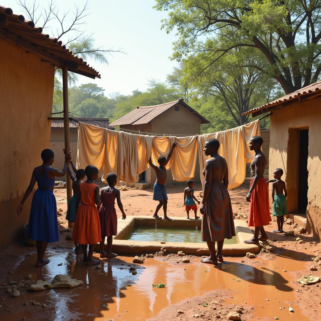 African Family Washing Clothes Together