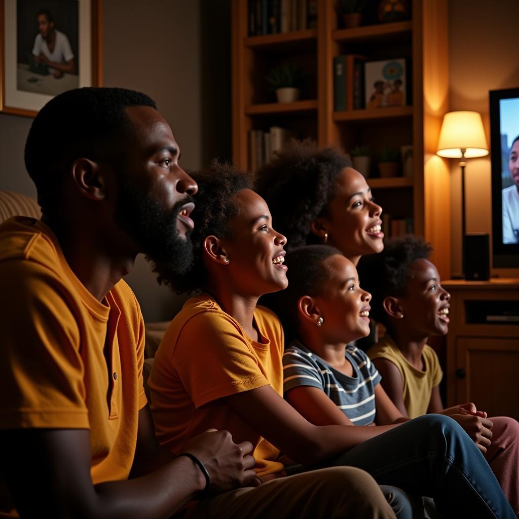 African Family Enjoying a Comedy Show Together