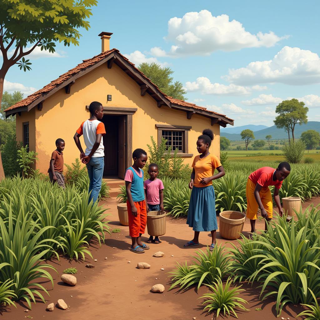 Daily Life in an African Farm House