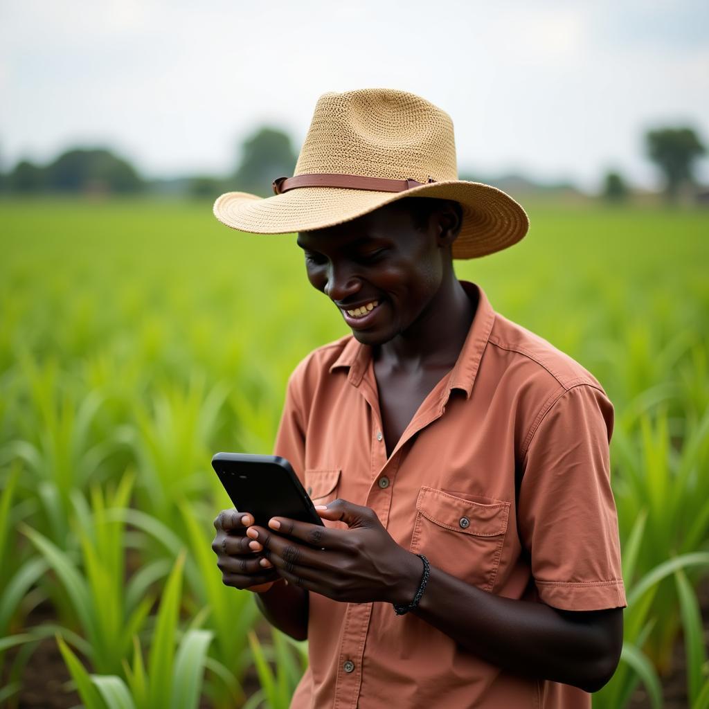 Farmer using mobile technology