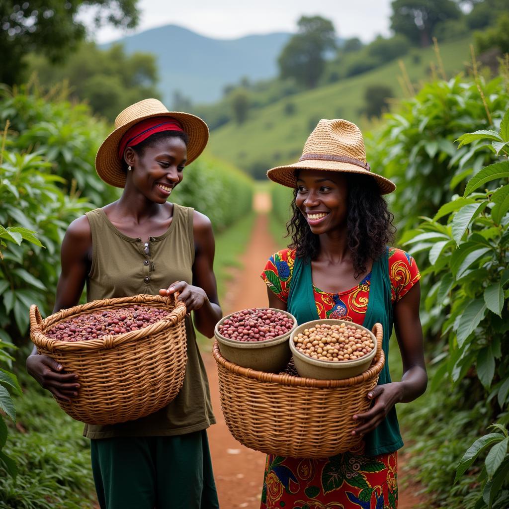 African Farmers Harvesting Coffee