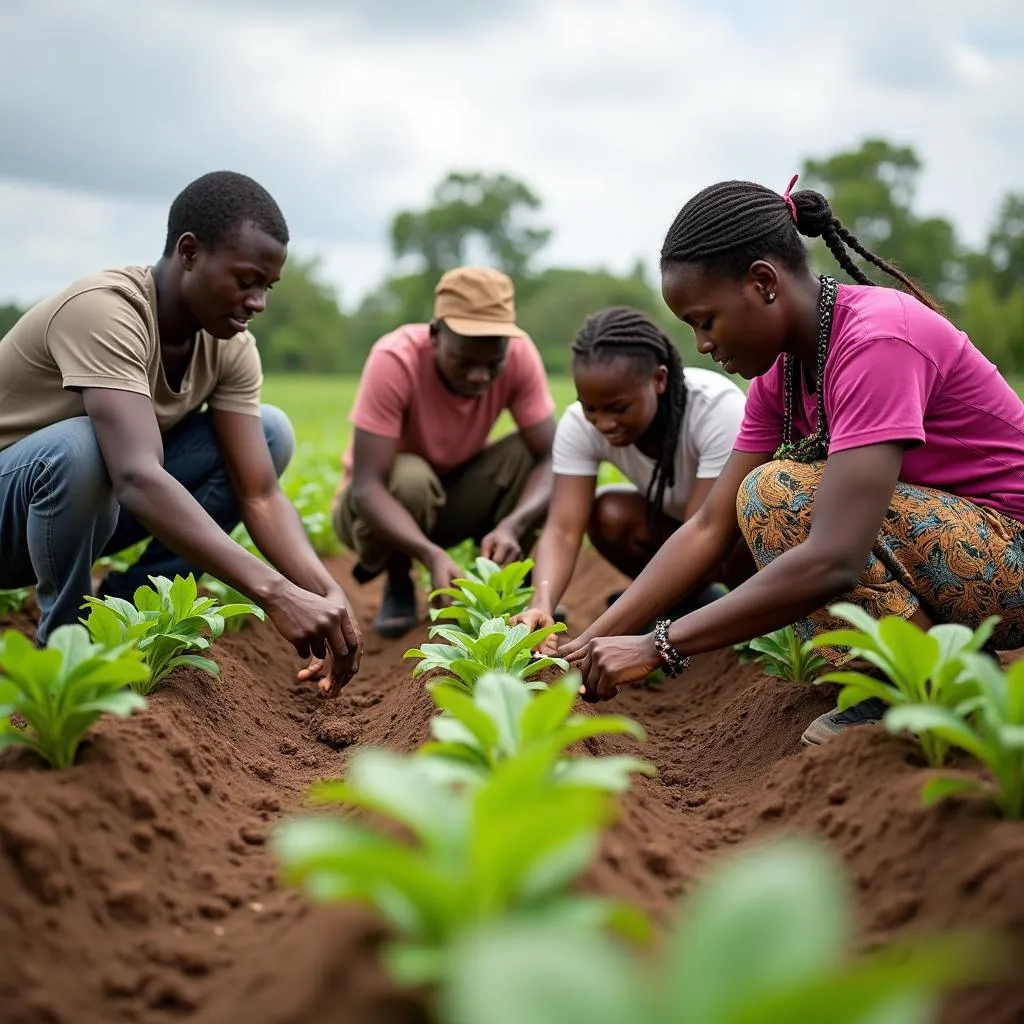 African farmers participating in agricultural training