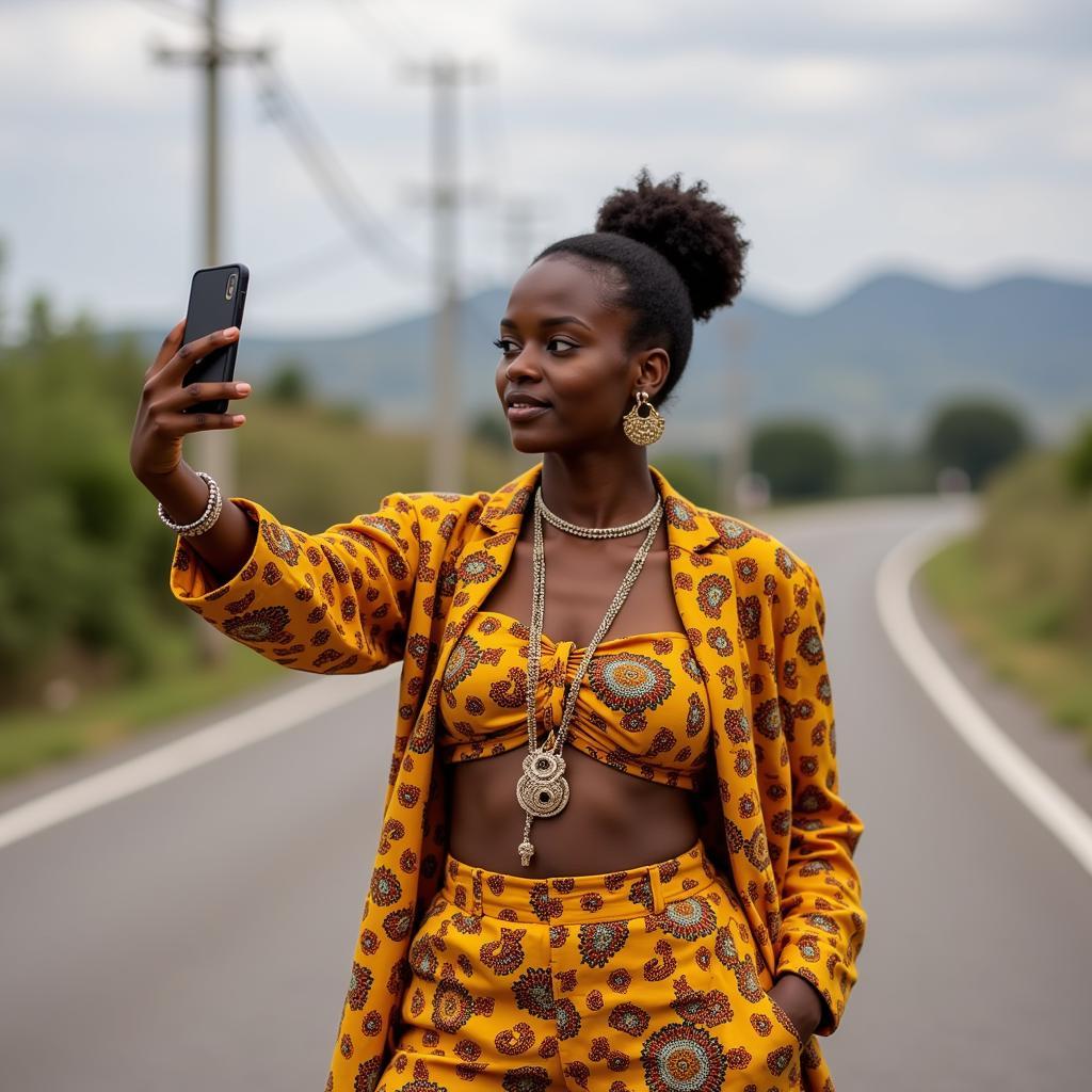 African fashion blogger creating content for her followers