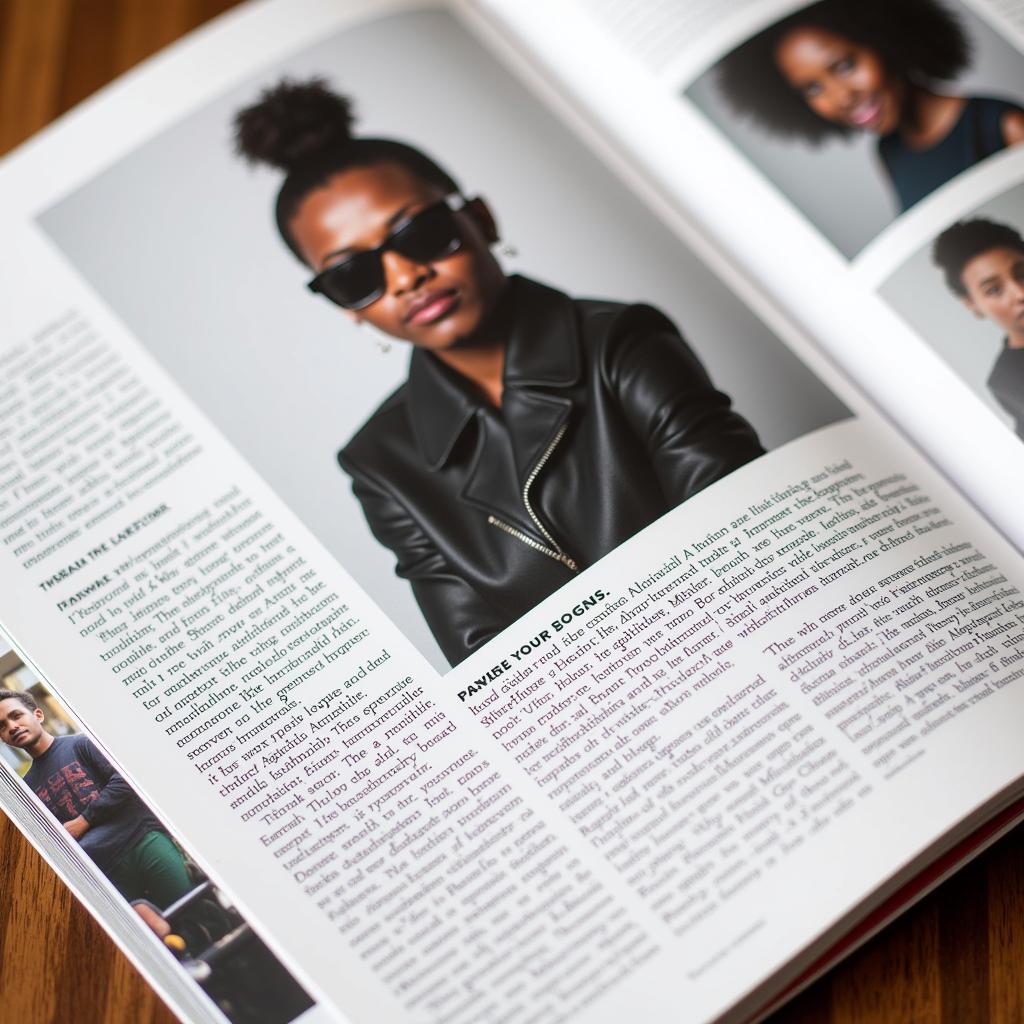 African fashion blogger featured in a magazine spread