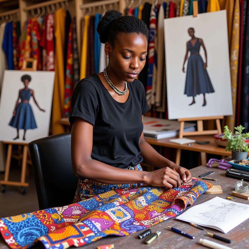 African Fashion Designer at Work