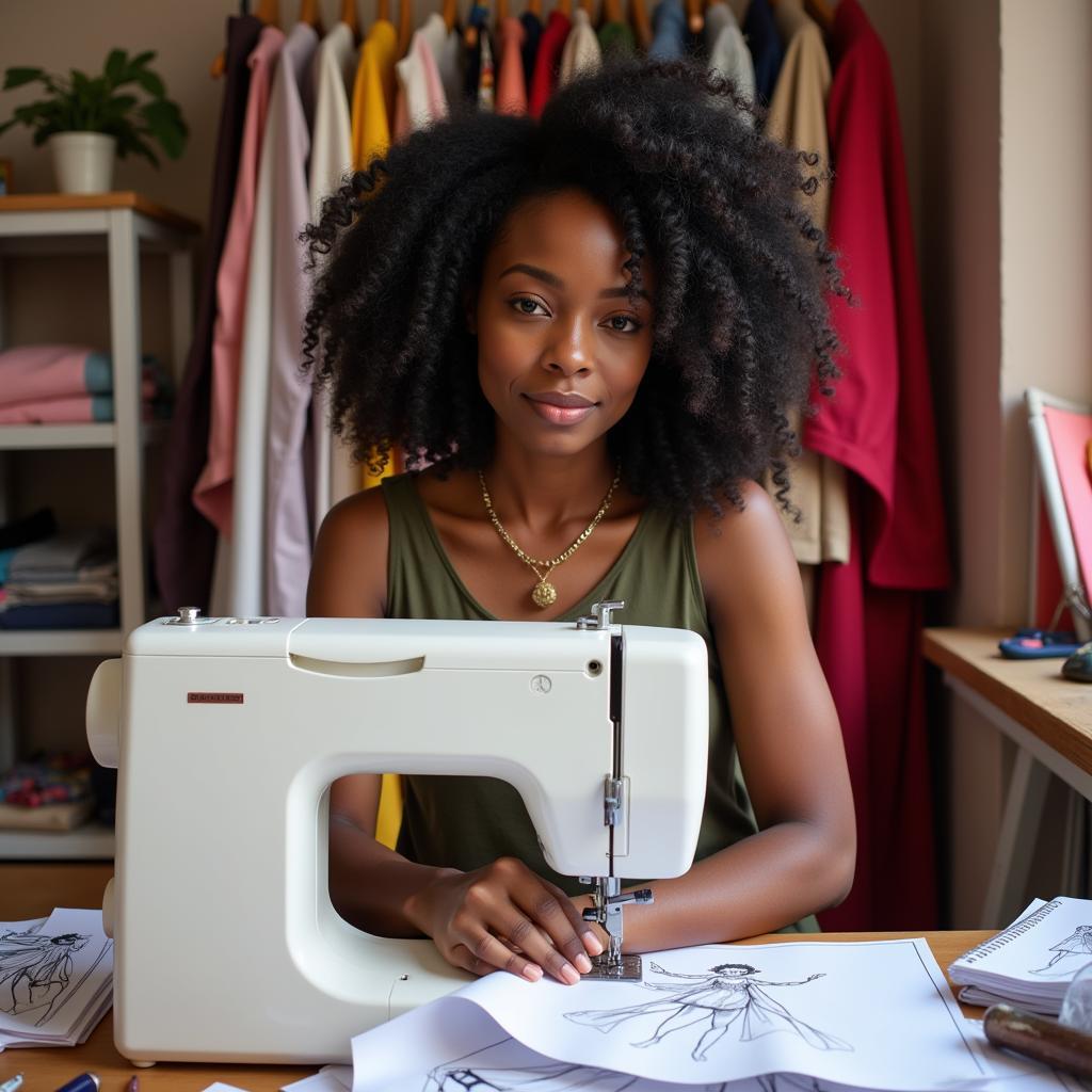 African Fashion Designer in Studio