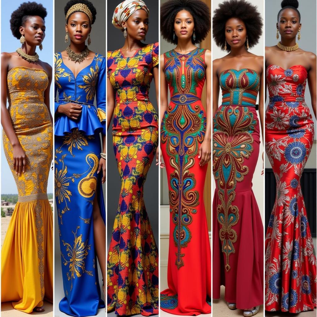 Showcasing the variety of African fashion gowns