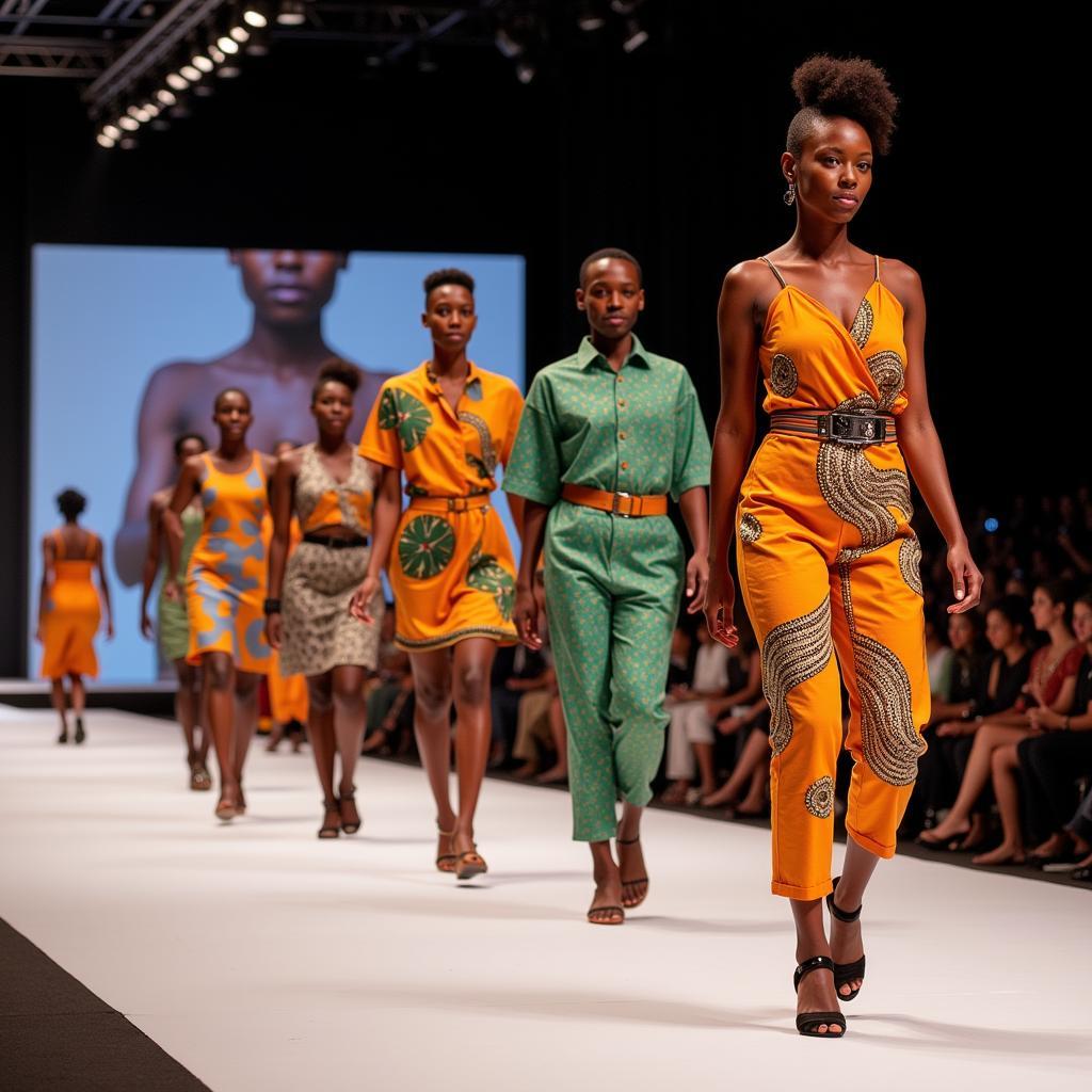 Models showcasing contemporary African designs on a runway