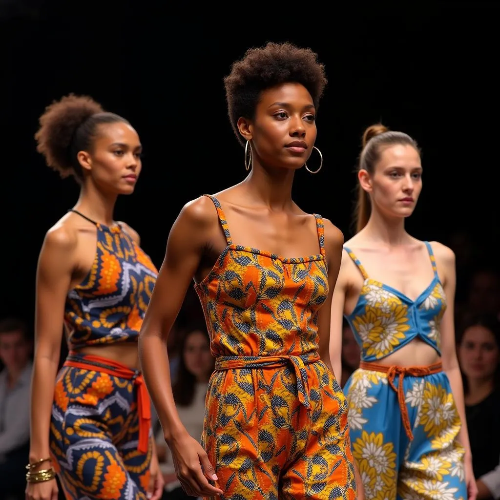 Models on a Runway Showcasing Modern African Fashion