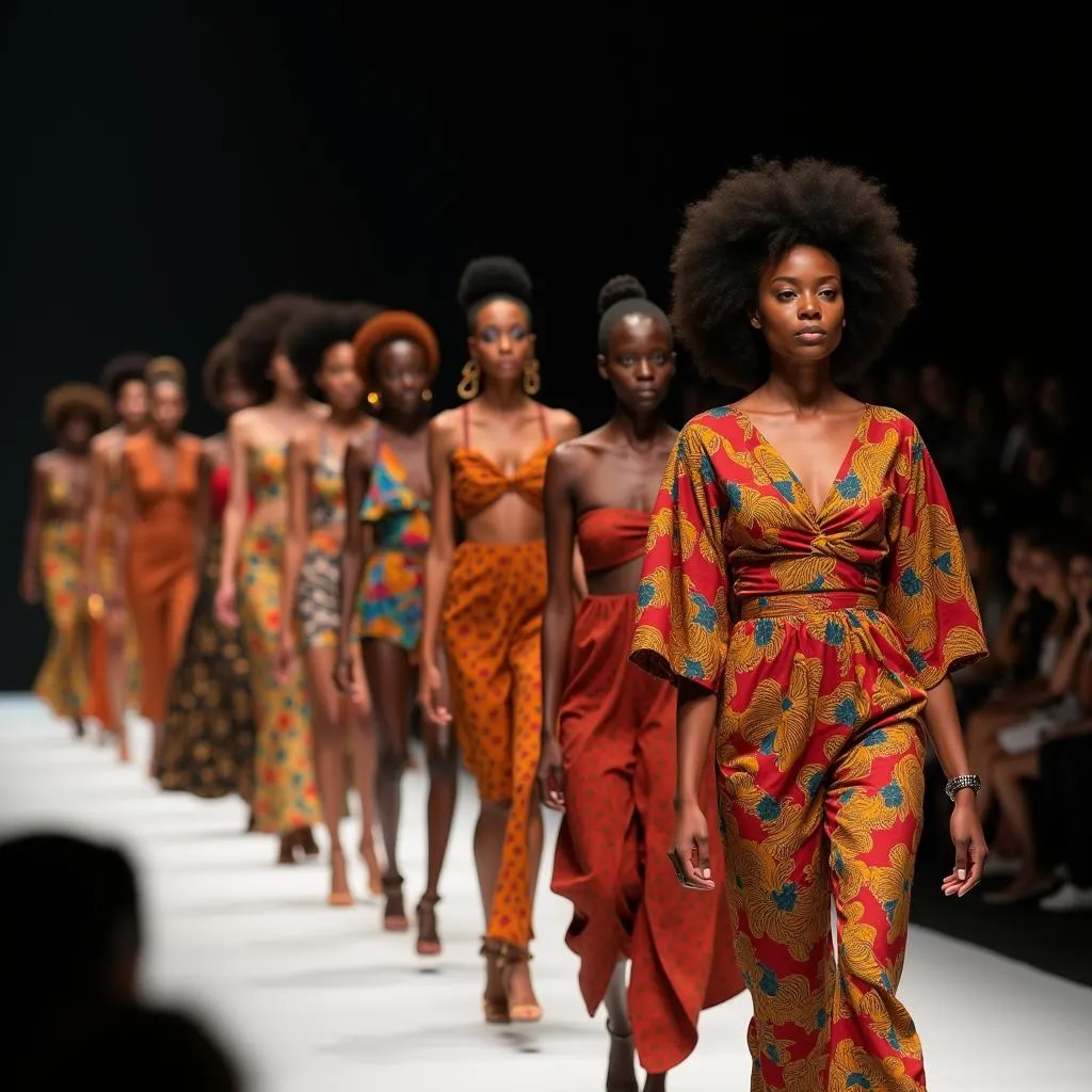 Diverse Models on African Fashion Show Runway