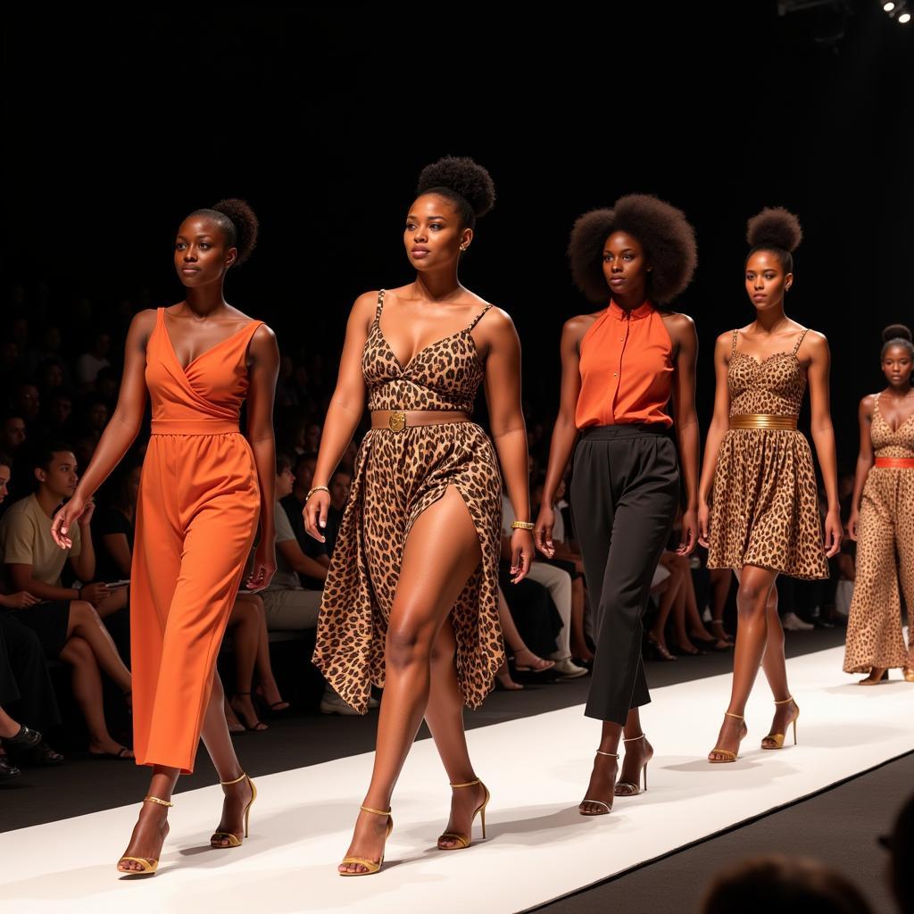 African fashion show runway models