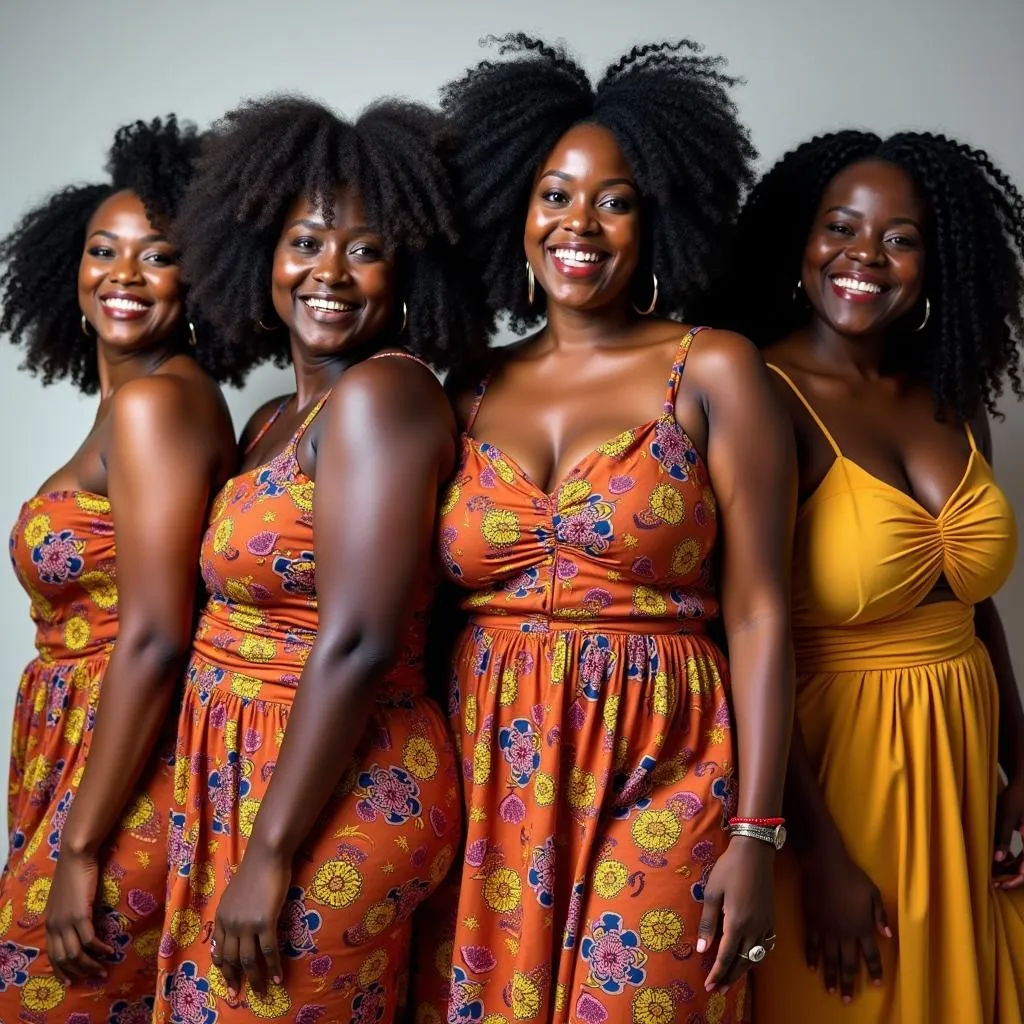 Full-figured African women in traditional attire