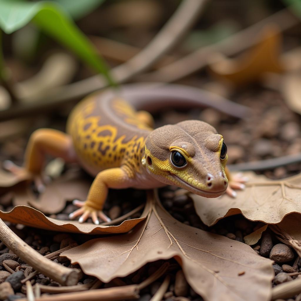 African Fat-Tailed Gecko Blending In