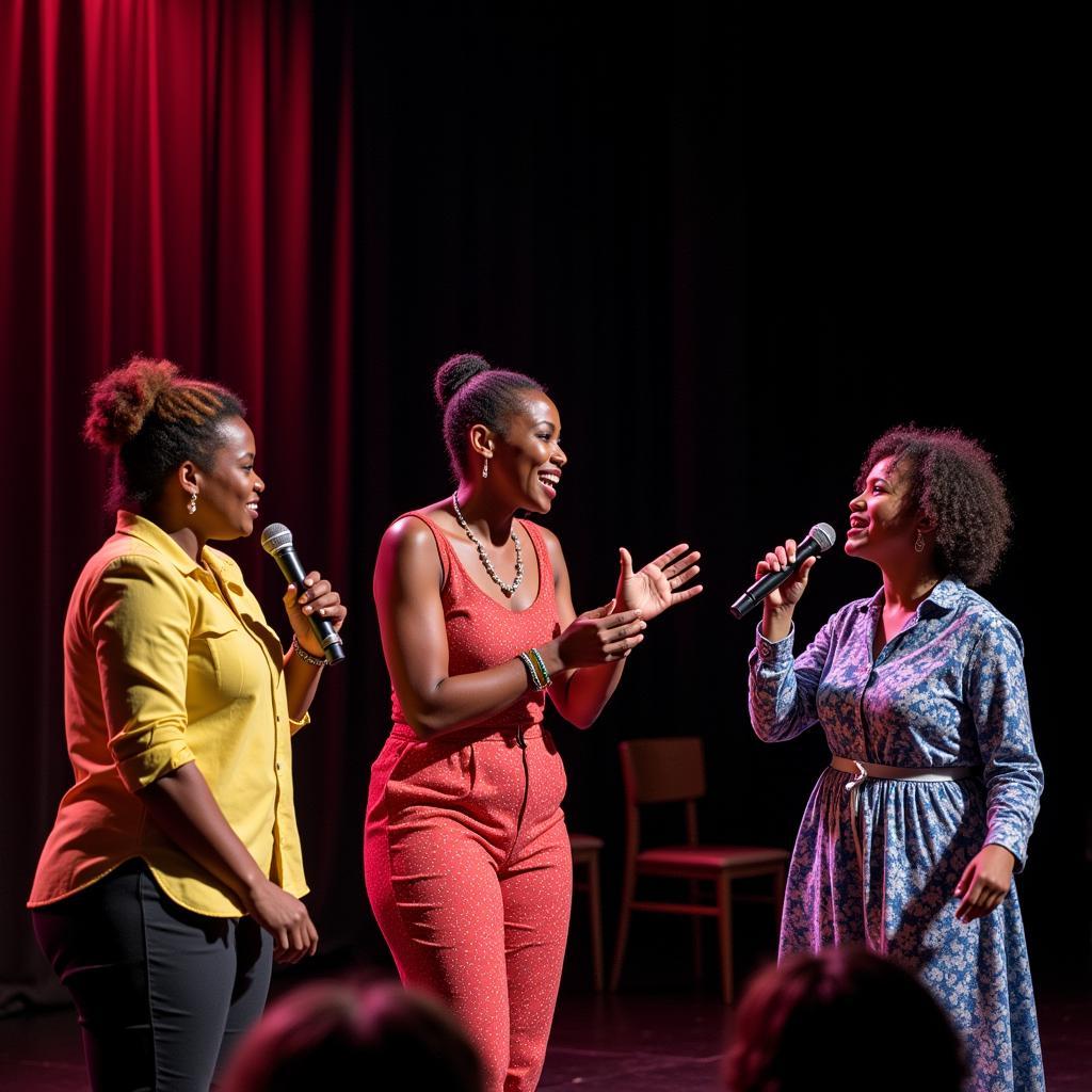 African Female Comedians Performing on Stage