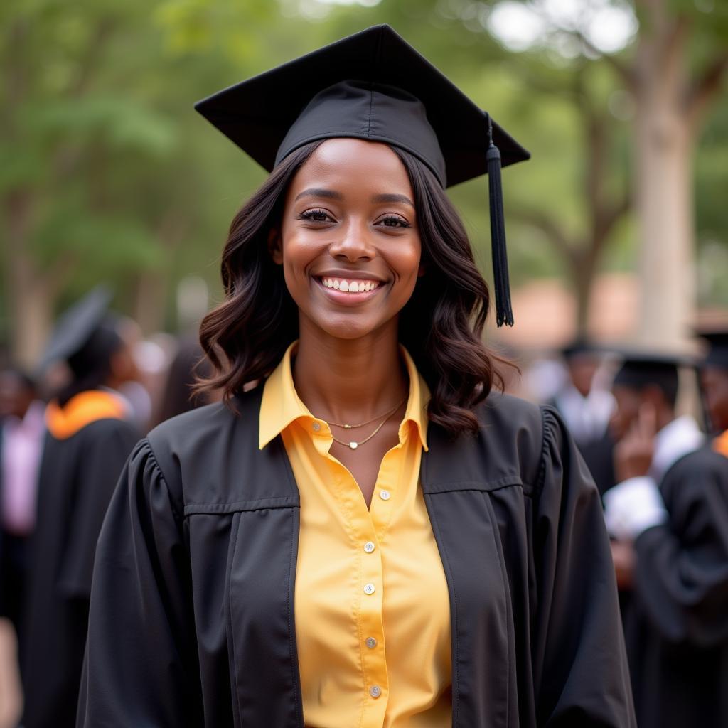 African Female Student at Graduation Ceremony