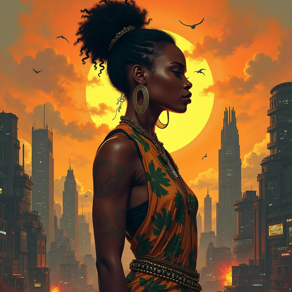 Book cover of an African feminist dystopia novel