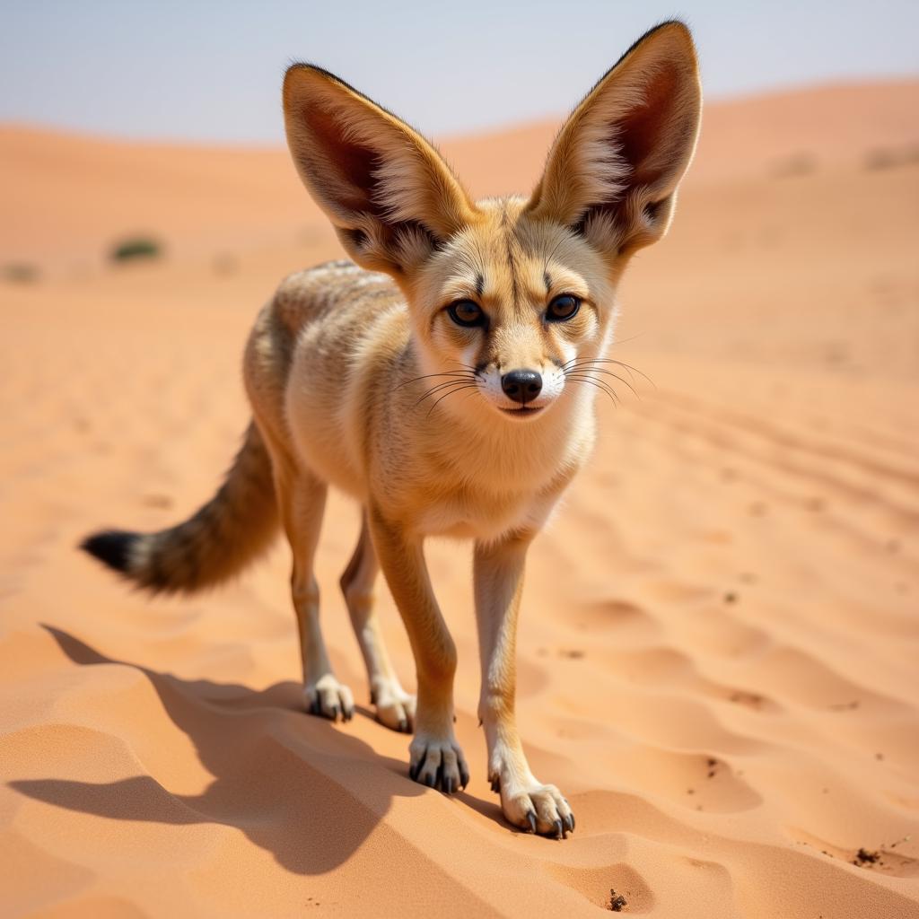 African Fennec Fox in Desert Habitat