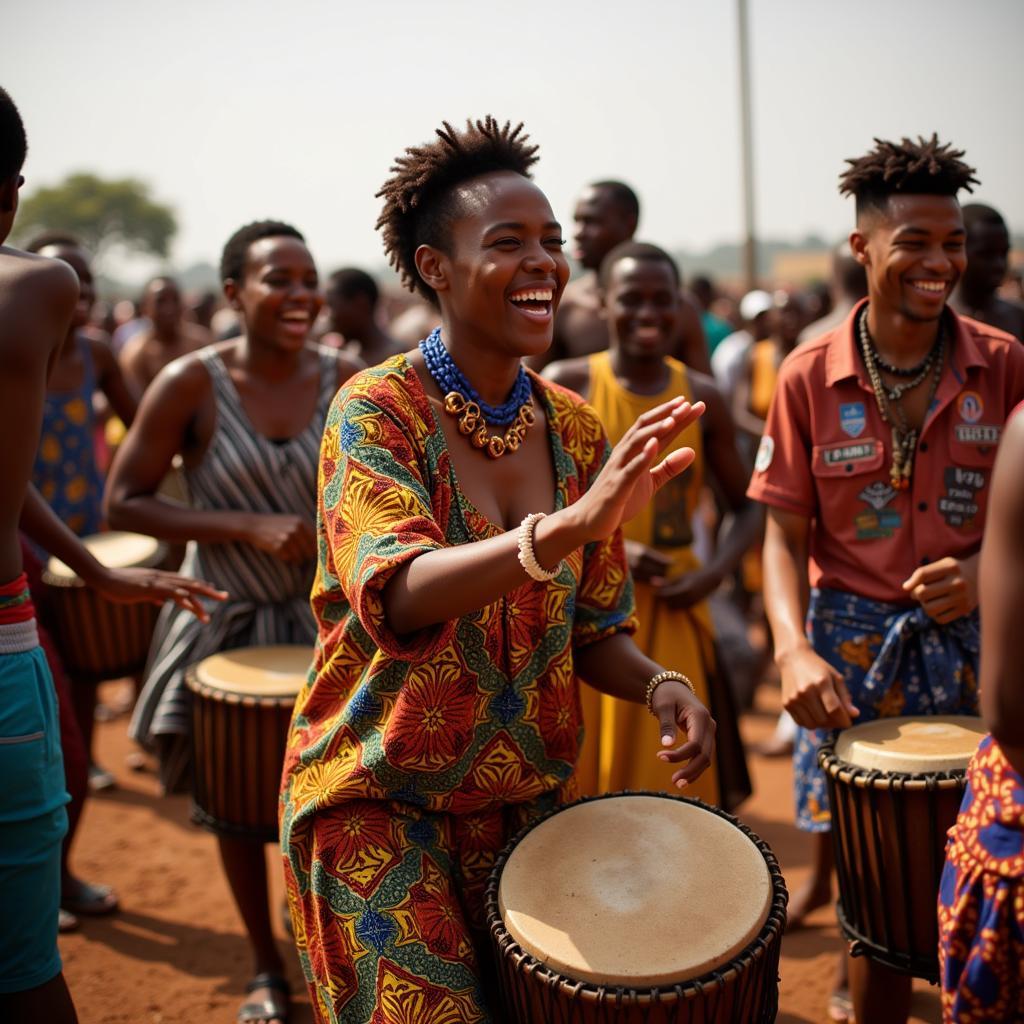 People celebrating at an African festival