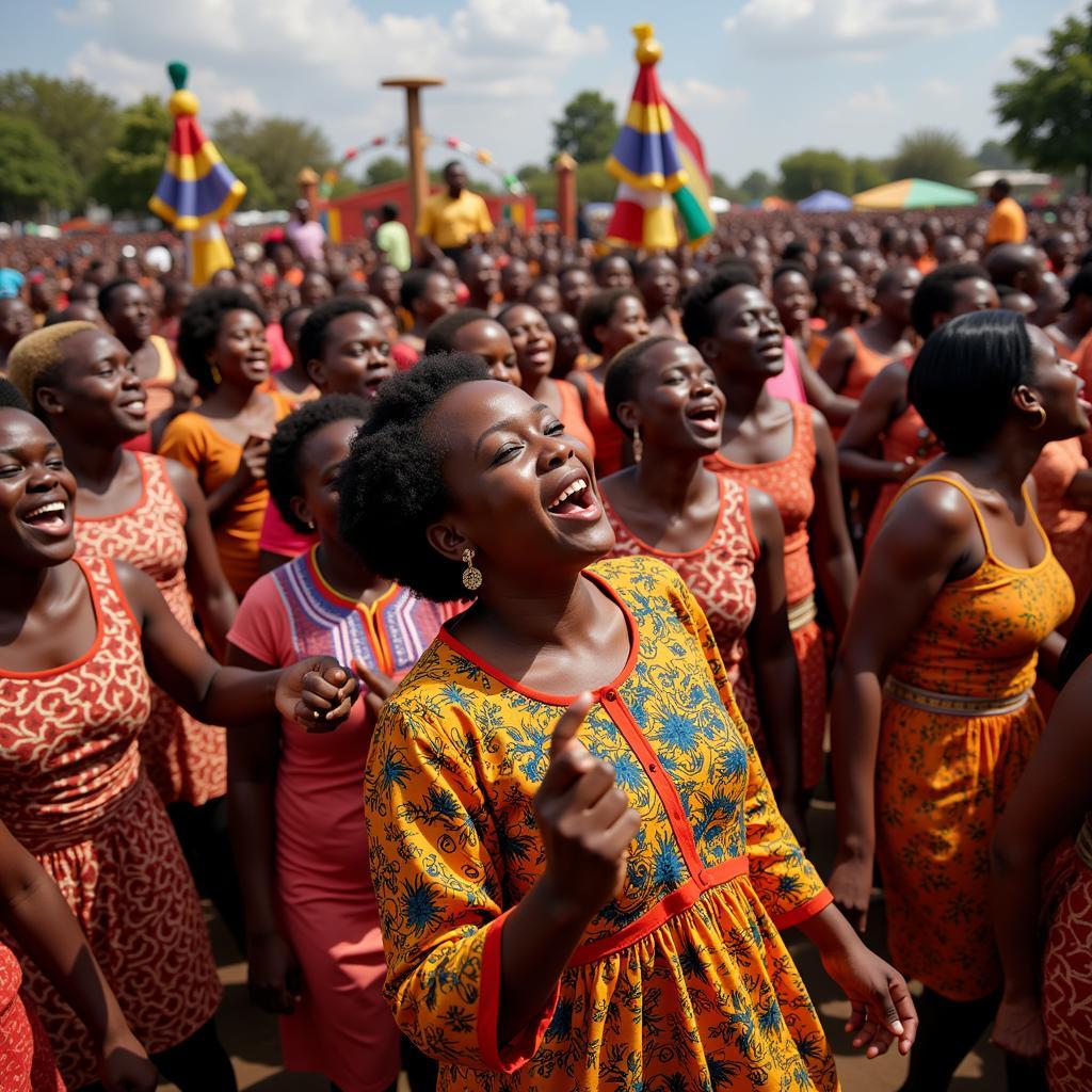 People celebrating at an African festival