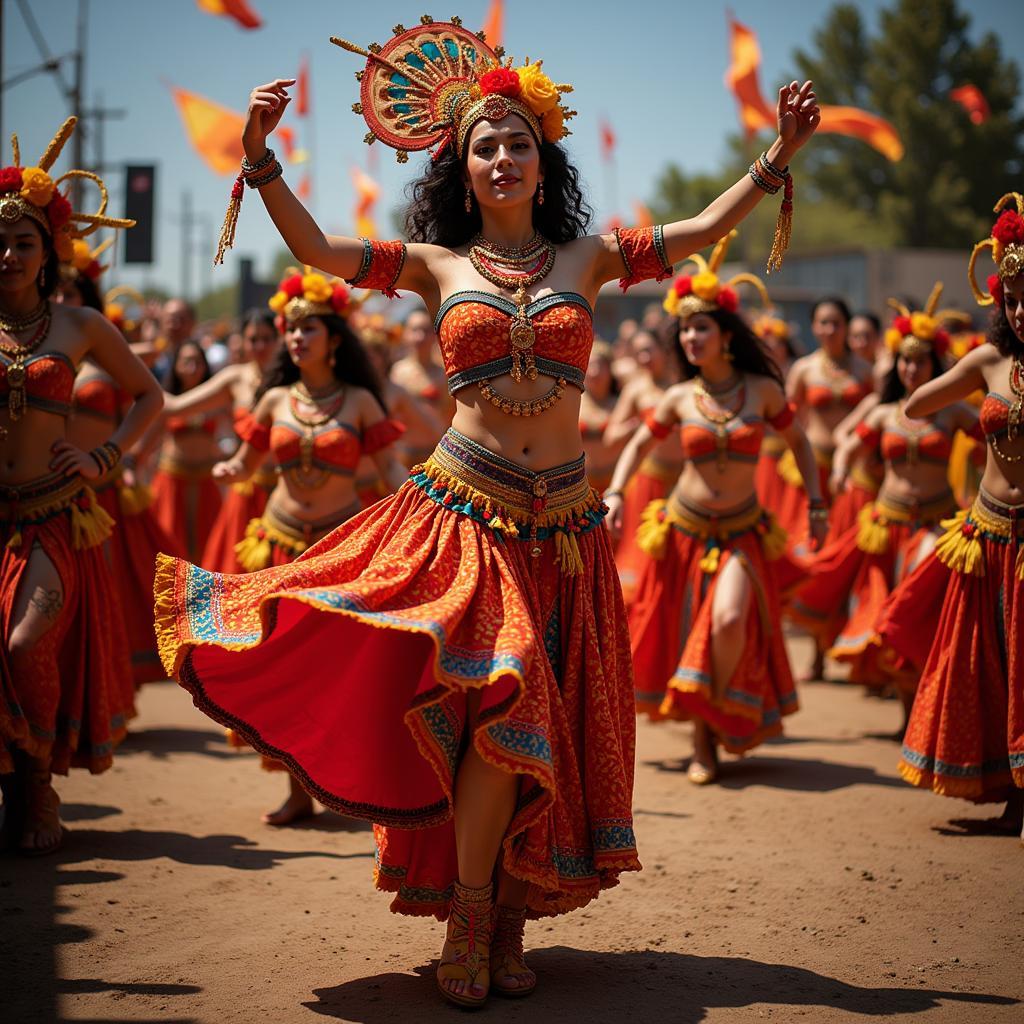 African dancers in vibrant costumes