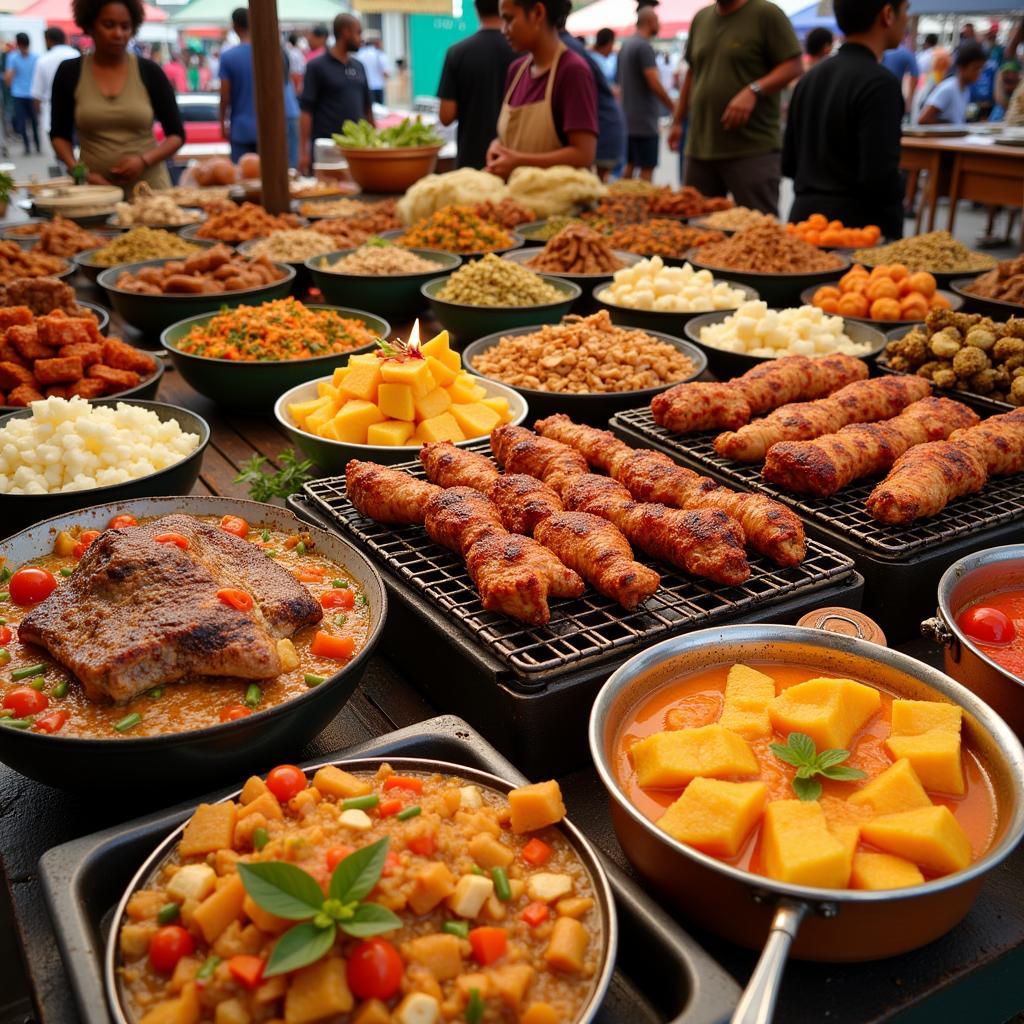 Food stalls at an African festival